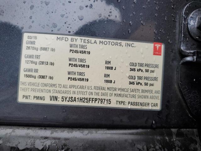 2015 TESLA MODEL S 85 5YJSA1H25FFP79715