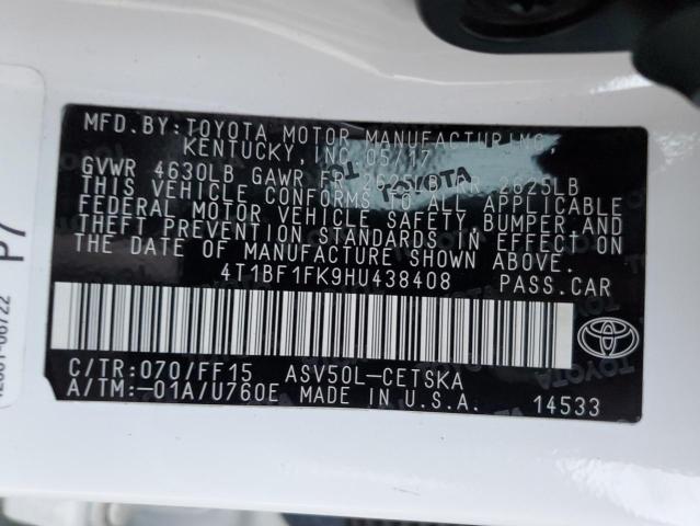 2017 TOYOTA CAMRY LE - 4T1BF1FK9HU438408