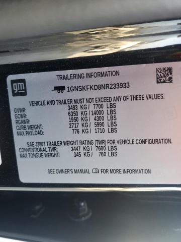 2022 CHEVROLET SUBURBAN K1500 PREMIER 1GNSKFKD8NR233933