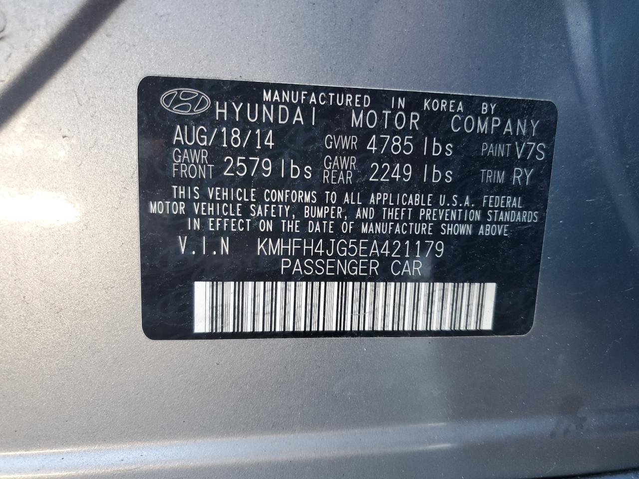 Lot #3036941809 2014 HYUNDAI AZERA GLS