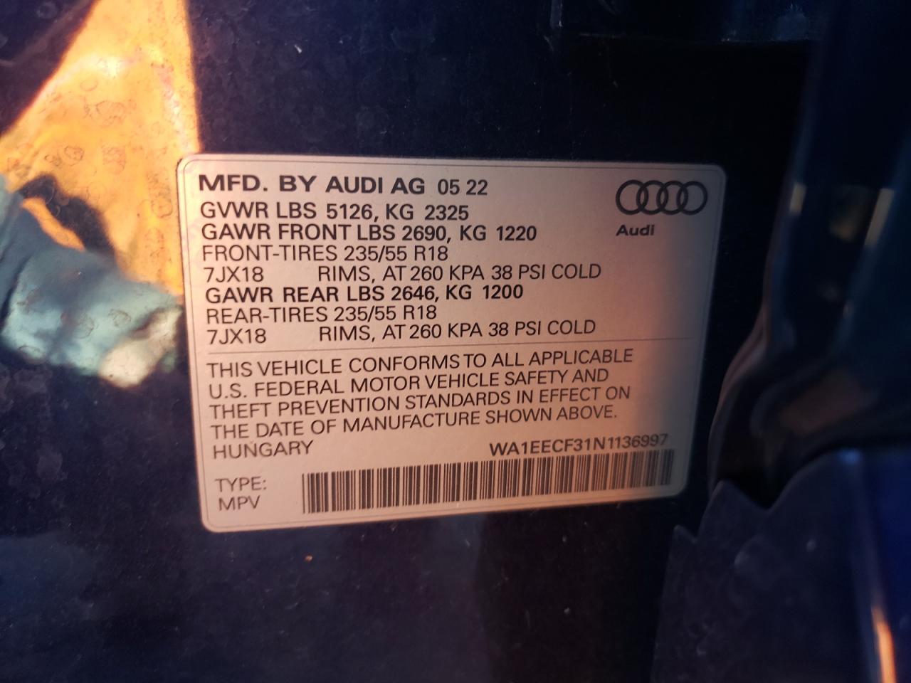 Lot #3028547911 2022 AUDI Q3 PREMIUM