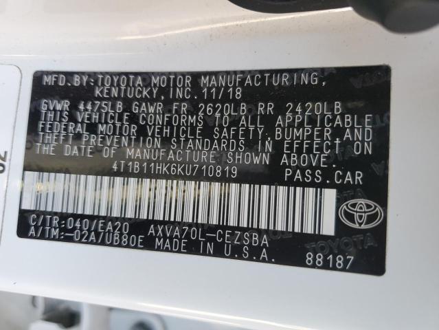 VIN 4T1B11HK6KU710819 2019 TOYOTA CAMRY no.13