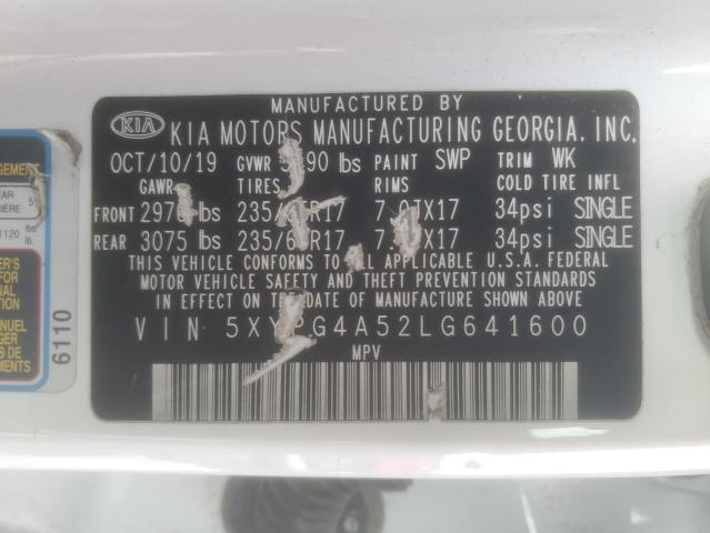 VIN 5XYPG4A52LG641600 2020 KIA SORENTO no.14