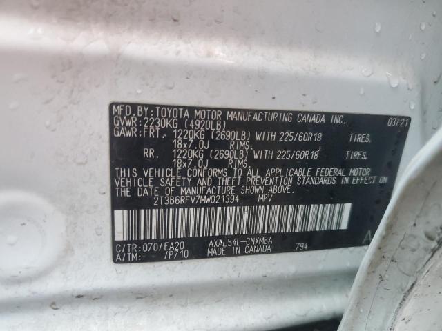 VIN 2T3B6RFV7MW021394 2021 TOYOTA RAV4 no.14