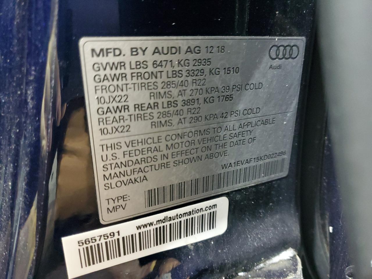 Lot #3040716786 2019 AUDI Q8 PREMIUM