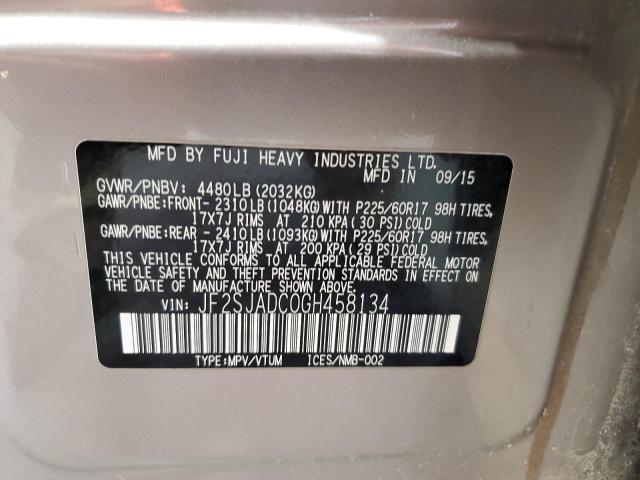2016 SUBARU FORESTER 2 - JF2SJADC0GH458134