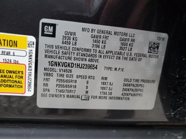 2017 CHEVROLET TRAVERSE L - 1GNKVGKD1HJ239654