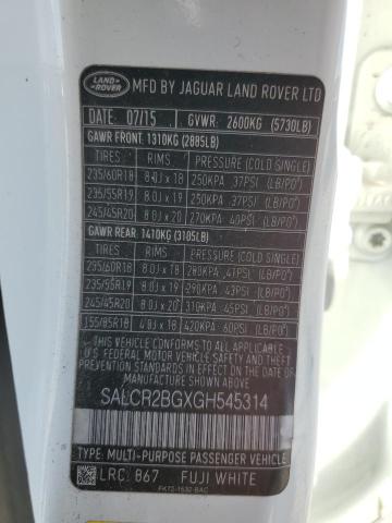 2016 LAND ROVER DISCOVERY - SALCR2BGXGH545314