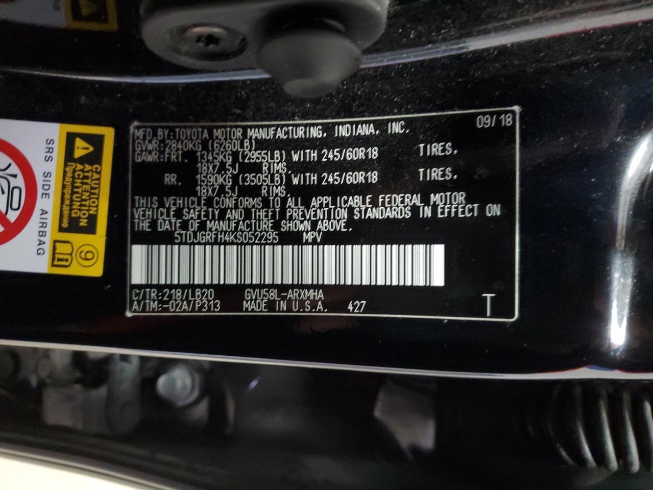 Lot #3025816310 2019 TOYOTA HIGHLANDER