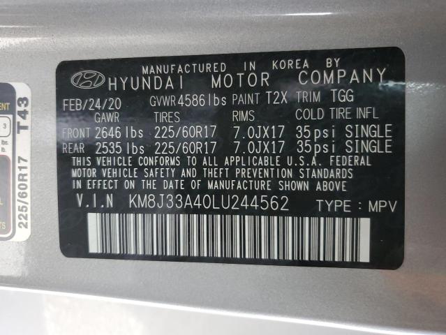 2020 HYUNDAI TUCSON LIM - KM8J33A40LU244562