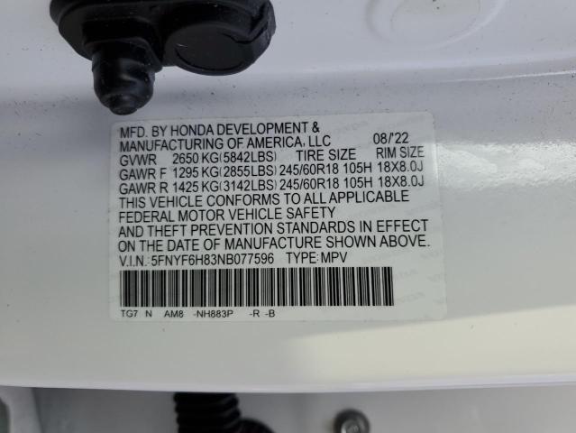2022 HONDA PILOT TRAI 5FNYF6H83NB077596