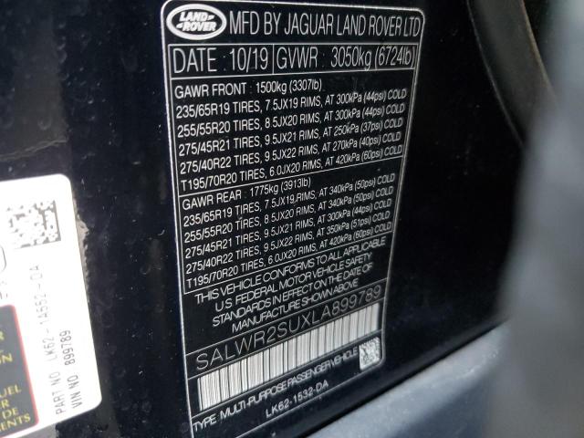 2020 LAND ROVER RANGE ROVE - SALWR2SUXLA899789