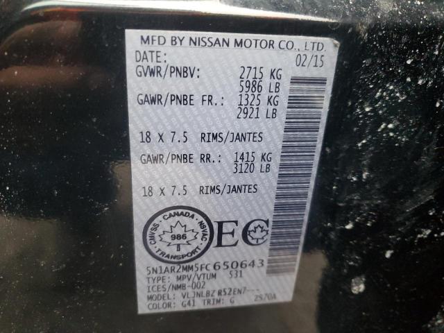 2015 NISSAN PATHFINDER 5N1AR2MM5FC650643