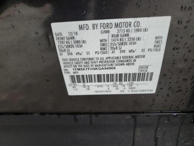 2019 FORD EXPLORER L - 1FM5K7FH5KGA94968