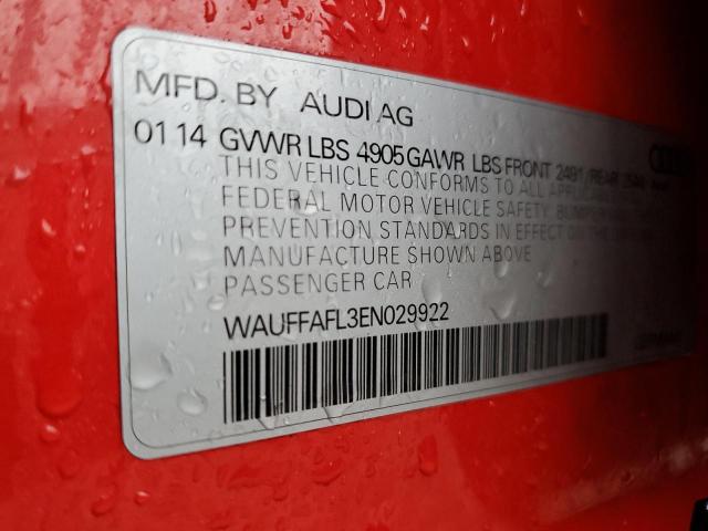 VIN WAUFFAFL3EN029922 2014 AUDI A4 no.13