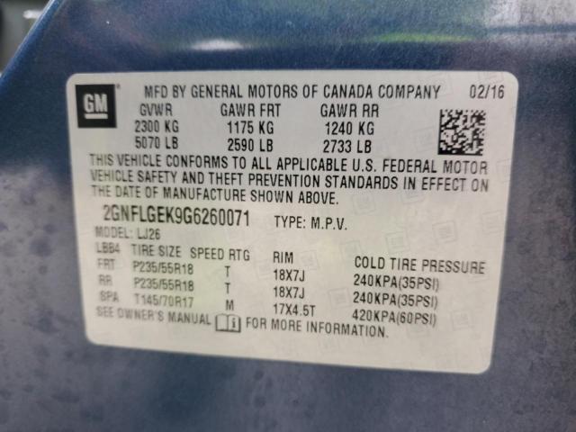 2016 CHEVROLET EQUINOX LT - 2GNFLGEK9G6260071