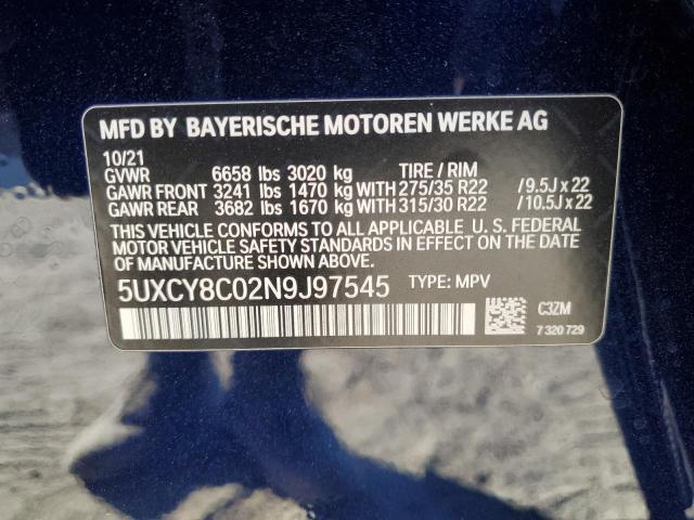 2022 BMW X6 M50I 5UXCY8C02N9J97545