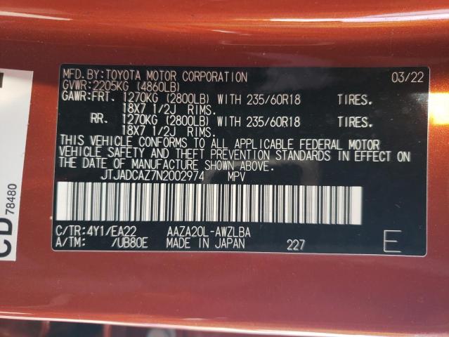 2022 LEXUS NX 250 JTJADCAZ7N2002974