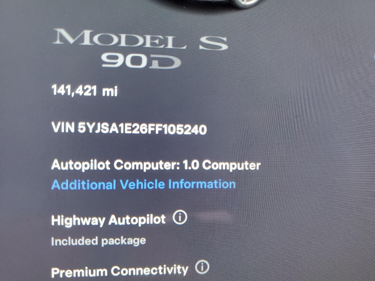 Lot #3045415134 2015 TESLA MODEL S