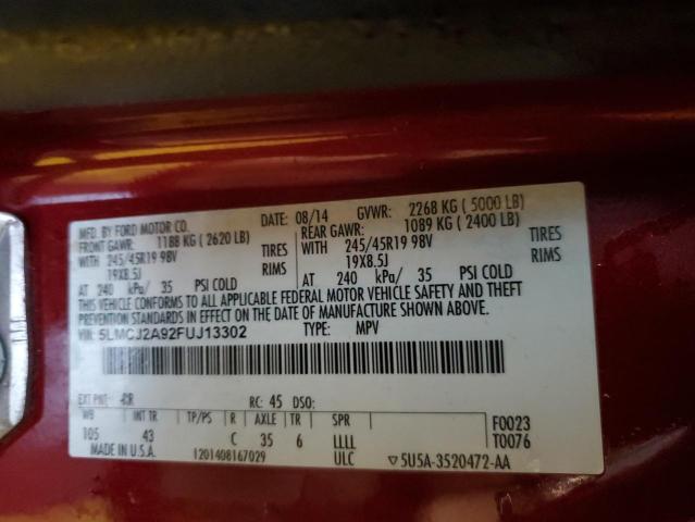 2015 LINCOLN MKC 5LMCJ2A92FUJ13302