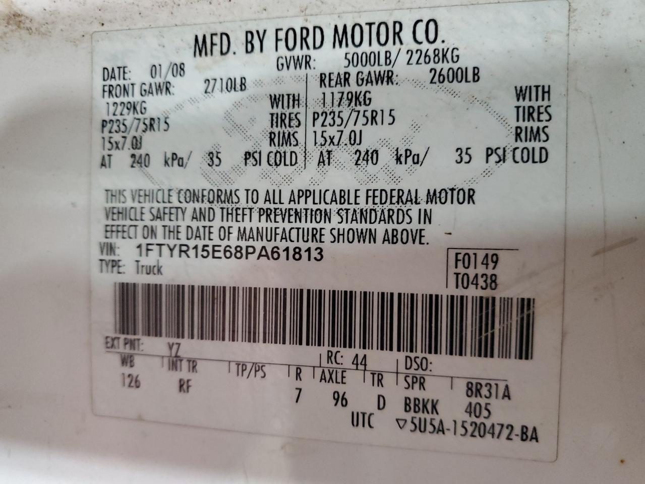 Lot #3028649324 2008 FORD RANGER SUP