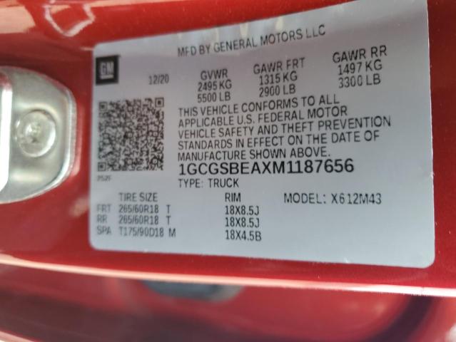 2021 CHEVROLET COLORADO - 1GCGSBEAXM1187656