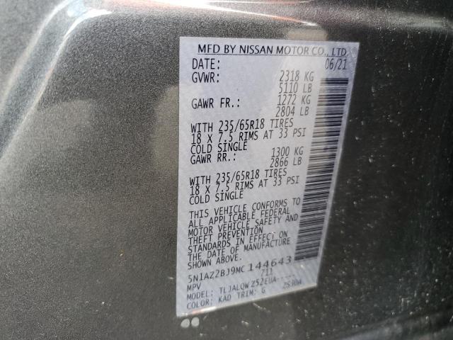 2021 NISSAN MURANO SV 5N1AZ2BJ9MC144643