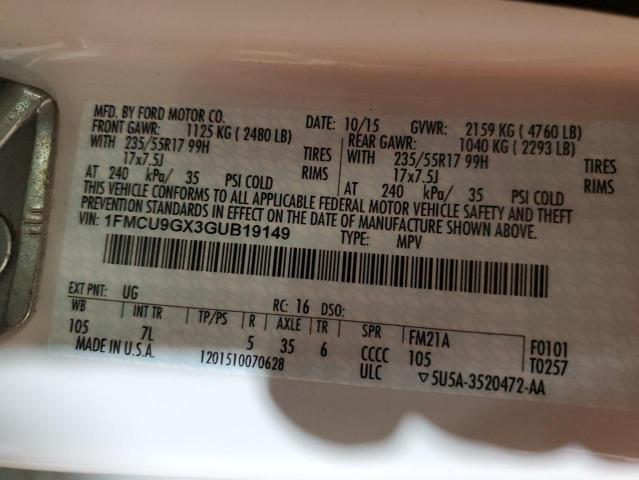 2016 FORD ESCAPE SE - 1FMCU9GX3GUB19149