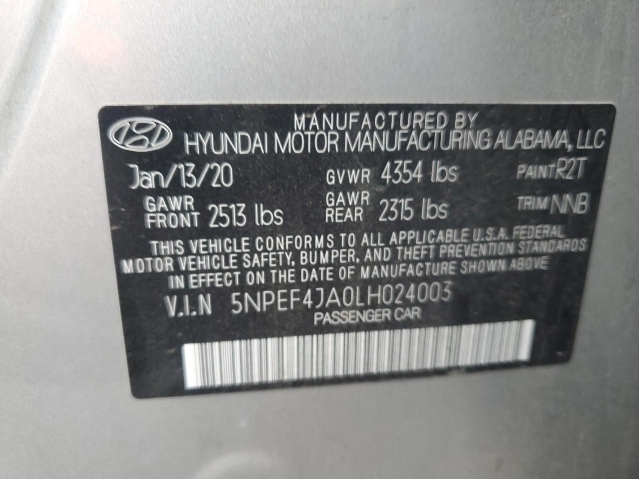 Lot #3030688114 2020 HYUNDAI SONATA SEL