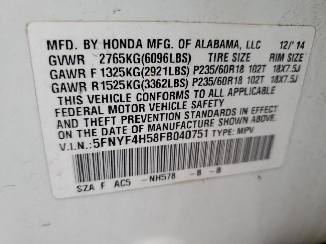 2015 HONDA PILOT 5FNYF4H58FB040751
