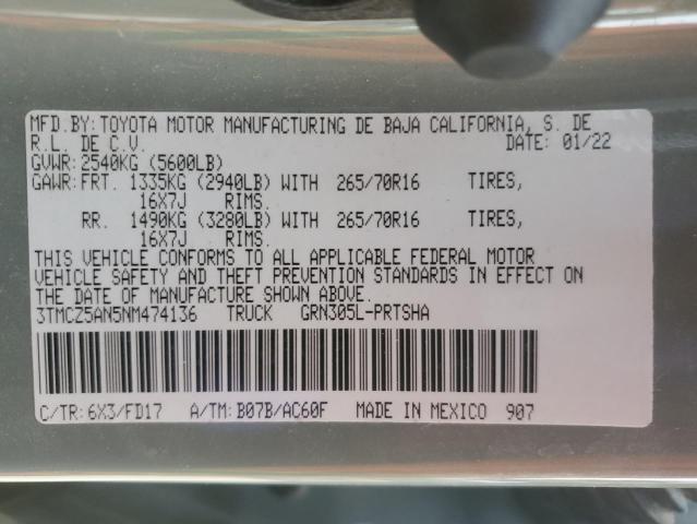 2022 TOYOTA TACOMA DOU - 3TMCZ5AN5NM474136