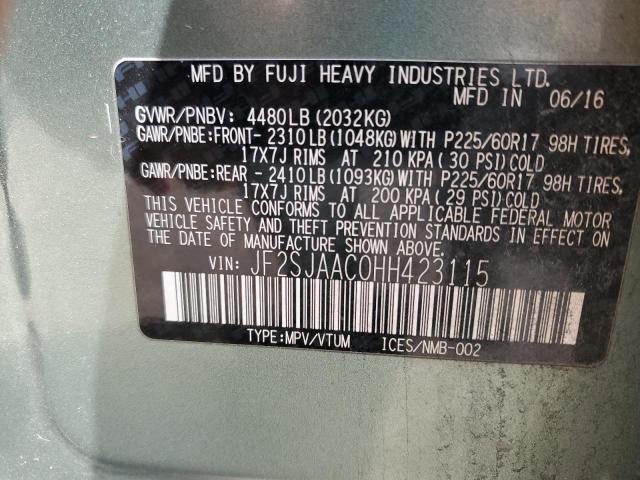 2017 SUBARU FORESTER 2 - JF2SJAAC0HH423115