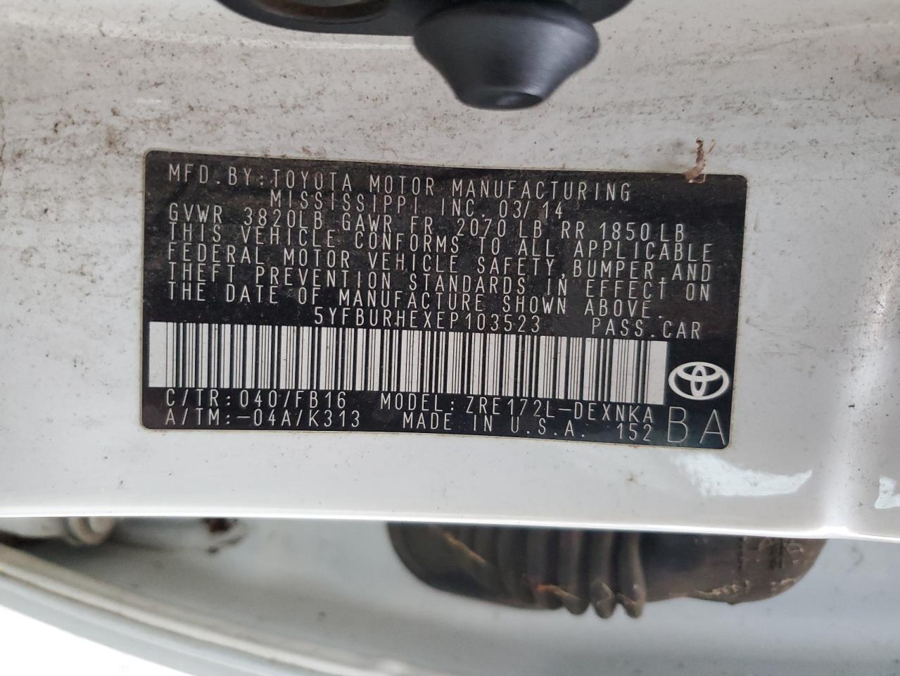 Lot #3028248826 2014 TOYOTA COROLLA L