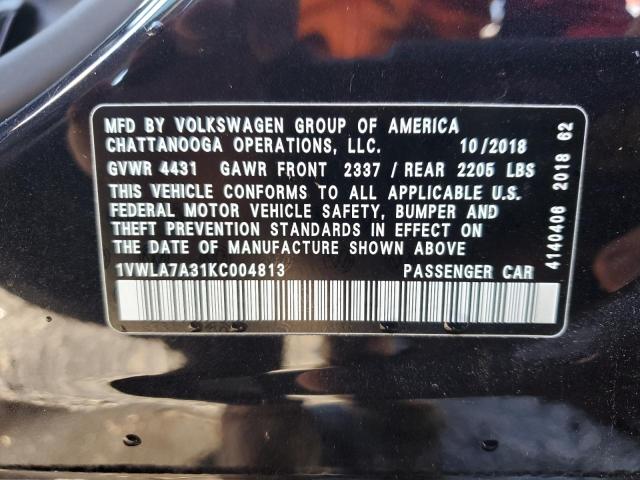 2019 VOLKSWAGEN PASSAT WOL - 1VWLA7A31KC004813