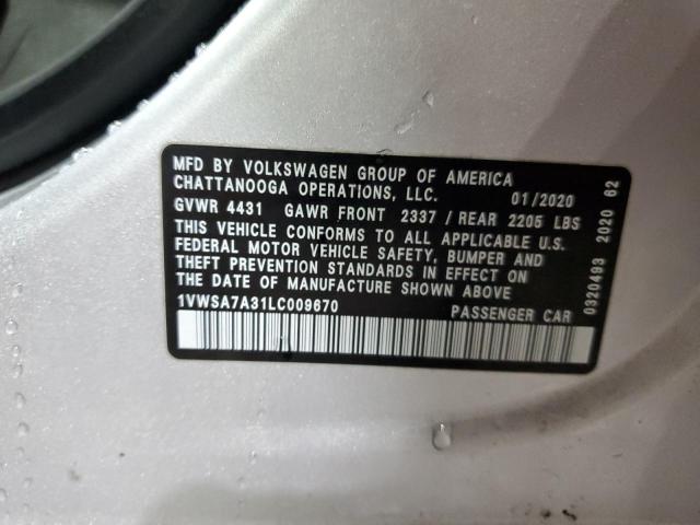 2020 VOLKSWAGEN PASSAT SE - 1VWSA7A31LC009670