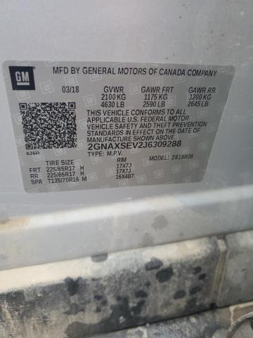 2018 CHEVROLET EQUINOX LT 2GNAXSEV2J6309288