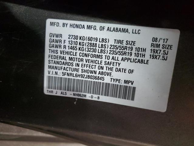 VIN 5FNRL6H92JB036845 2018 HONDA ODYSSEY no.14