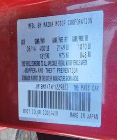 2015 MAZDA 3 SPORT - JM1BM1K7XF1229883