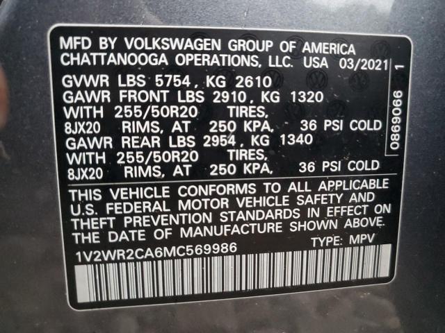 2021 VOLKSWAGEN ATLAS SE - 1V2WR2CA6MC569986