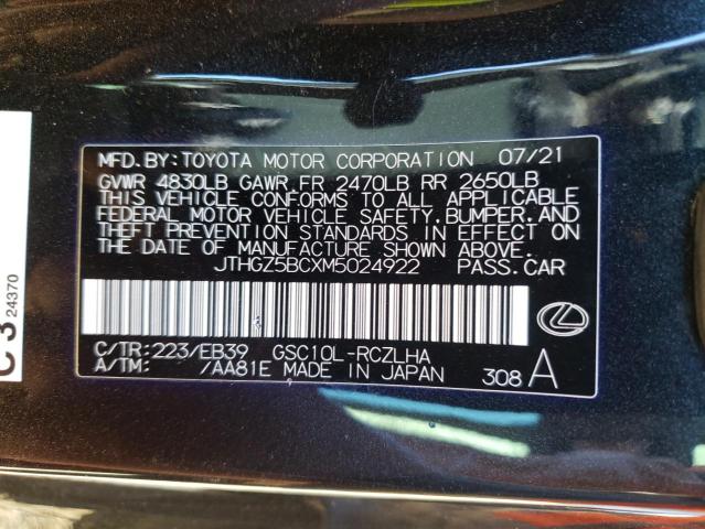 2021 LEXUS RC 350 BAS - JTHGZ5BCXM5024922