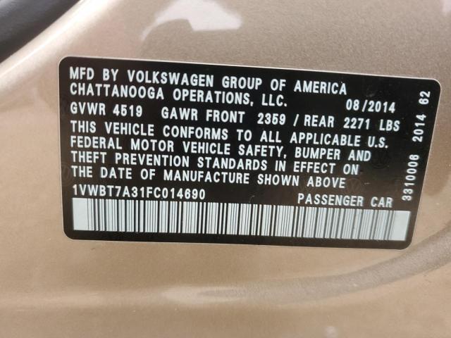 2015 VOLKSWAGEN PASSAT CC 1VWBT7A31FC014690