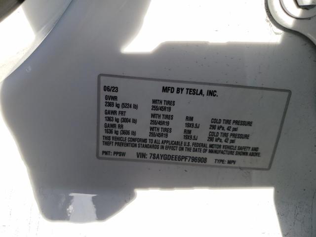 VIN 7SAYGDEE6PF796908 2023 TESLA MODEL Y no.12