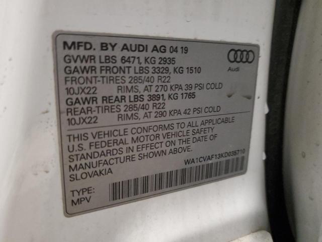 2019 AUDI Q8 PRESTIG WA1CVAF13KD035710