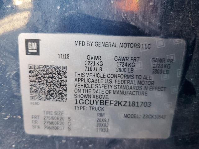 2019 CHEVROLET SILVERADO - 1GCUYBEF2KZ181703