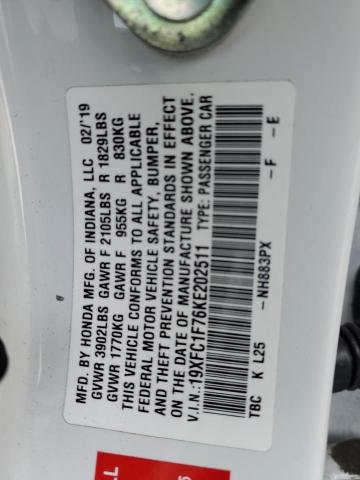 2019 HONDA CIVIC EXL - 19XFC1F76KE202511