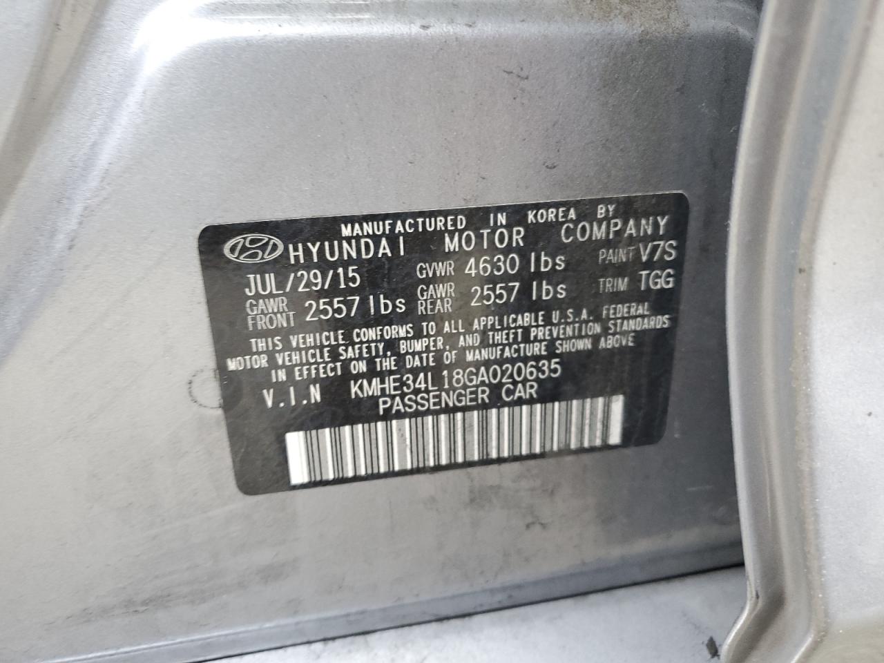 Lot #3033065015 2016 HYUNDAI SONATA HYB