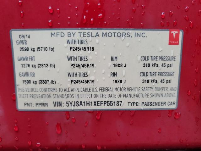 VIN 5YJSA1H1XEFP55187 2014 TESLA MODEL S no.12