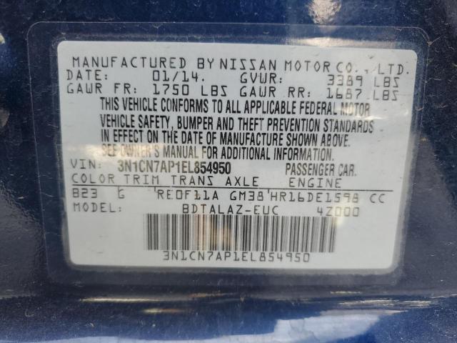 VIN 3N1CN7AP1EL854950 2014 NISSAN VERSA no.12