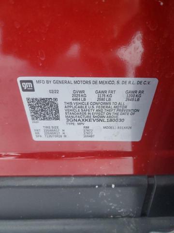 2022 CHEVROLET EQUINOX LT - 3GNAXKEV5NL180030