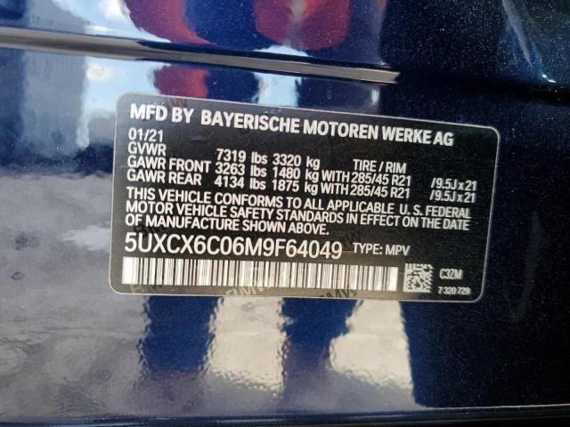 2021 BMW X7 M50I 5UXCX6C06M9F64049